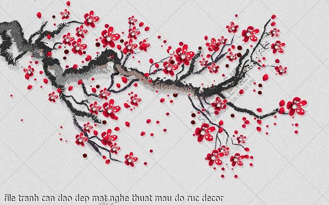 file tranh can dao dep mat nghe thuat mau do ruc decor